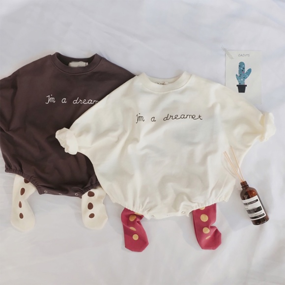 Baby Unisex Coffee Letter Printed Romper Onesie - Picture 5 of 8